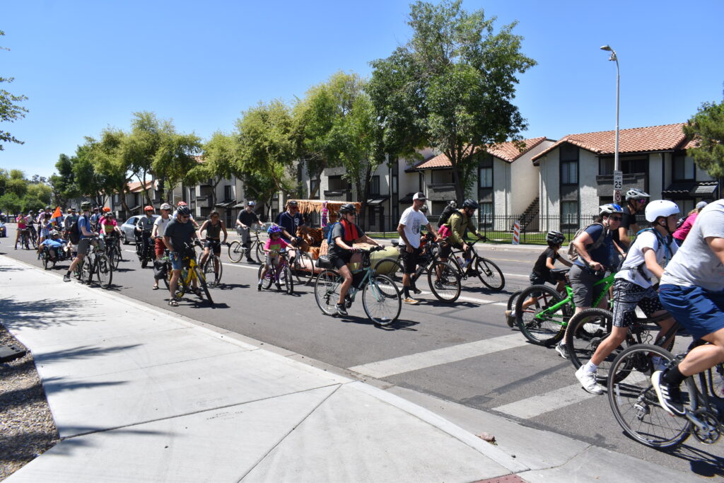 Cyclists making a safer crossing